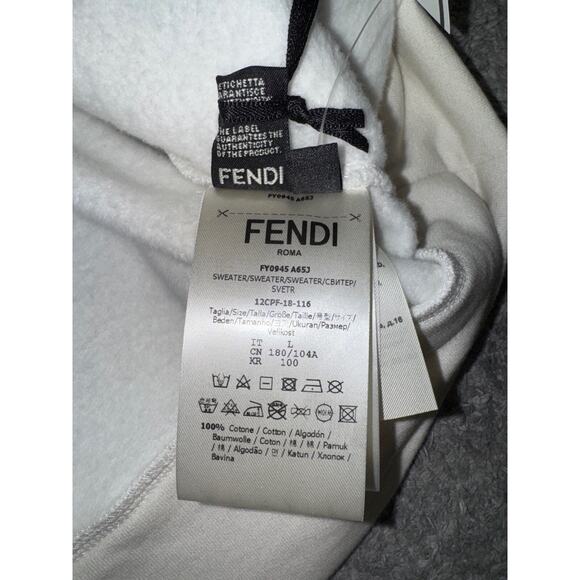 Fendi Roma Mania Fila All Over Logo White Blue Red Sweatshirt Hoodie Large L - Picture 13 of 16